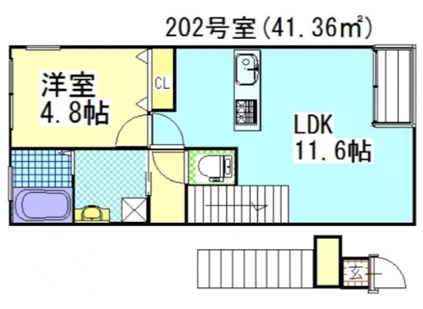 城下駅 徒歩14分 2階の物件間取画像